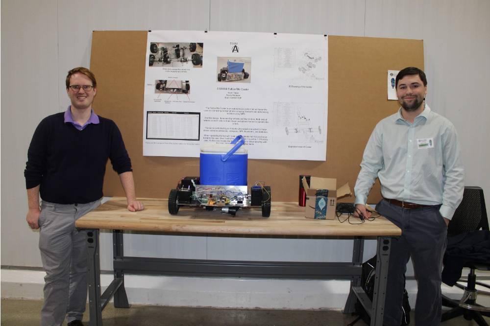 two seniors with their project